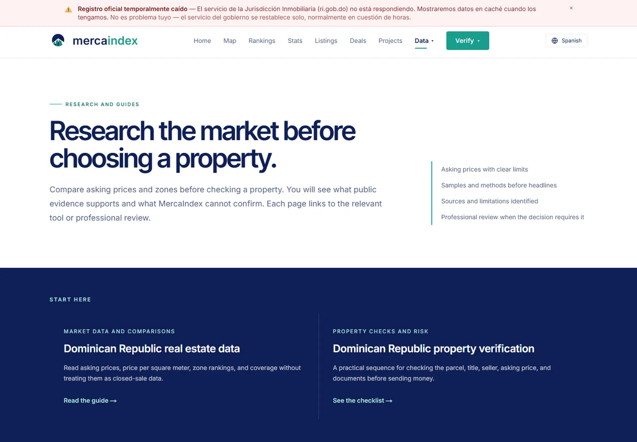 Research and market guide landing page
