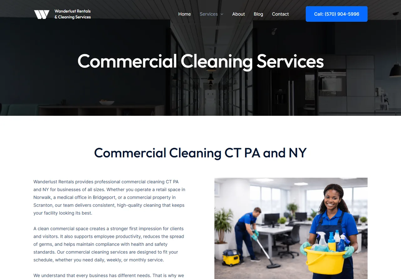 Commercial cleaning service page