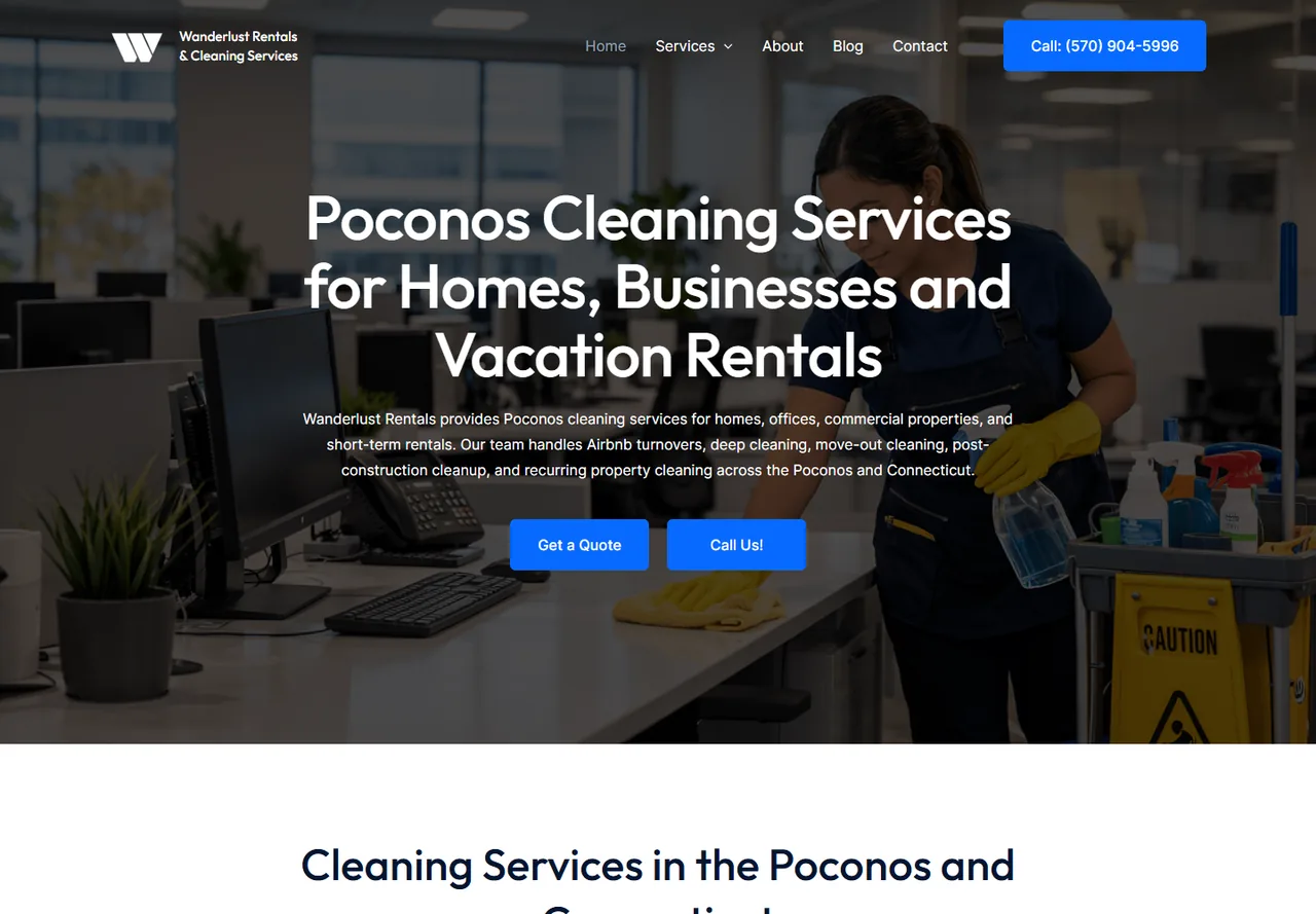 Wanderlust Rentals — Cleaning and Short-Term Rental Services Website website homepage