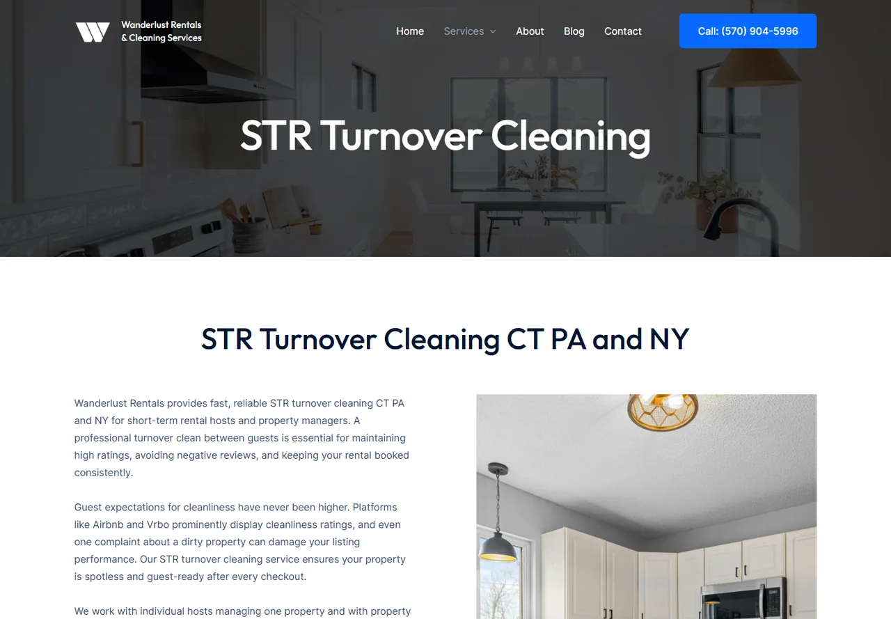 Short-term rental turnover cleaning page